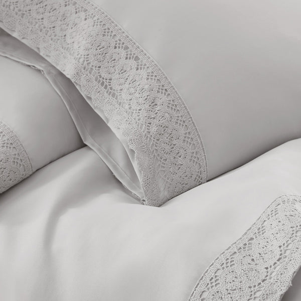 TWIN 3 Piece Microfiber Crochet Lace Sheet Set