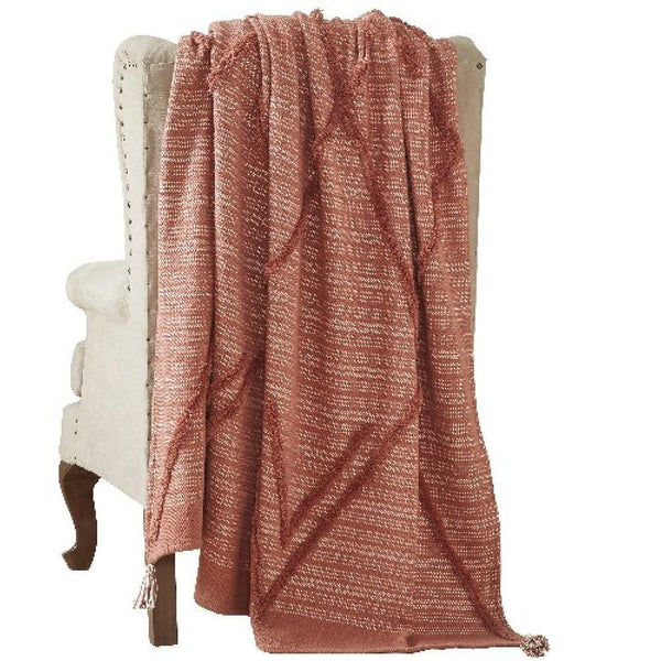 60 X 70 Brown Diamond Pattern Cotton Throw