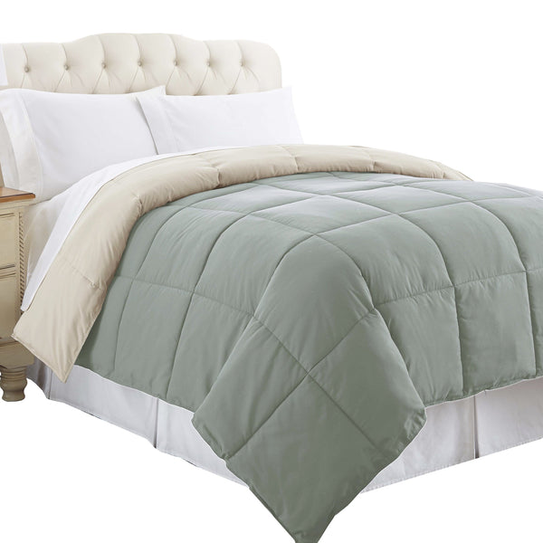 Box Quilted Reversible Comforter Gray & Beige